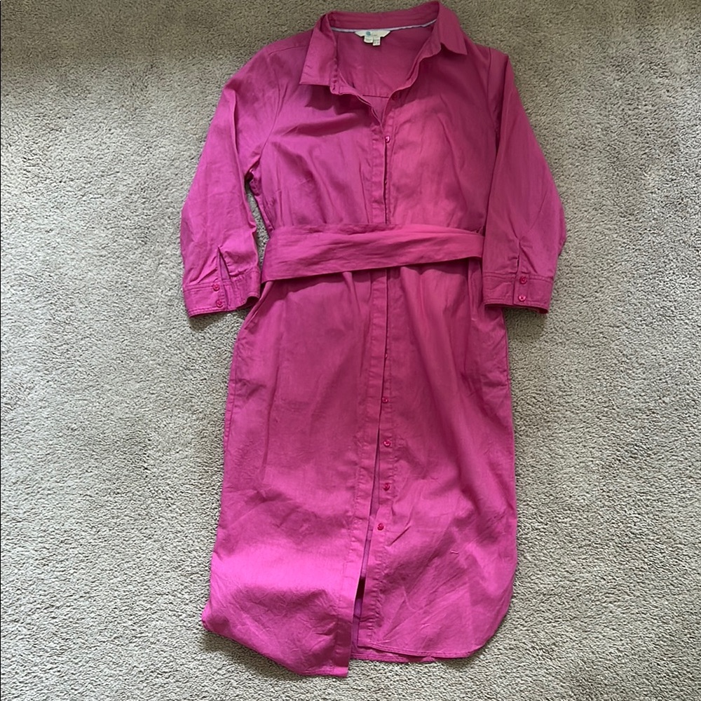 Boden Fuchsia 3/4 Sleeve Shirt Dress